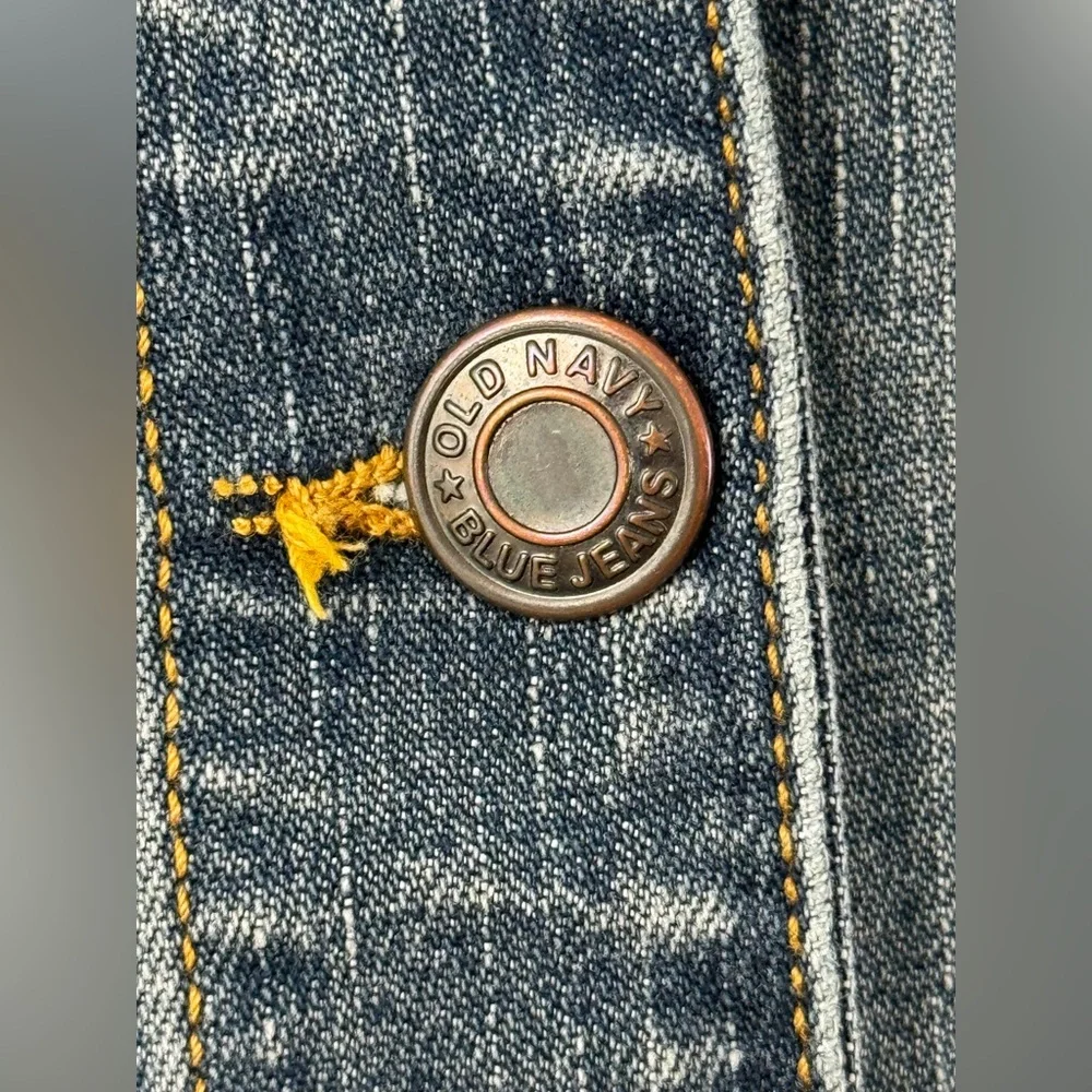 Old Navy Medium Washed Cropped Stretch Denim Trucker's Jacket, Women's Size L - Picture 12 of 13
